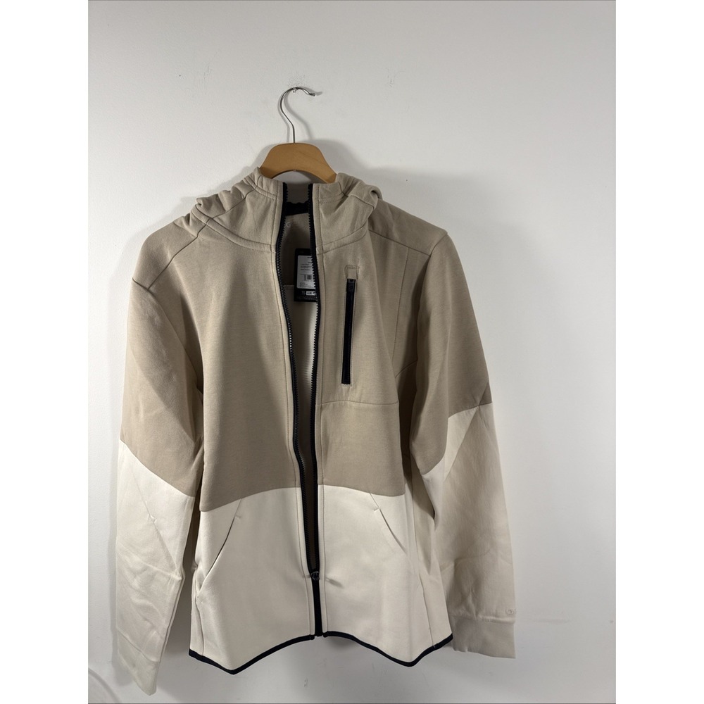 DSG Men Sport Fleece Full Zip Hooded Jacket Khaki Light Sand XS NWT